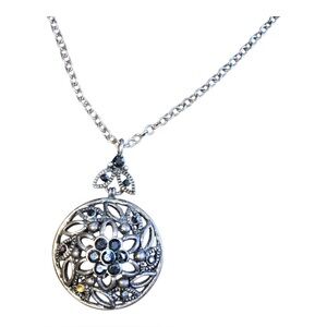 Vintage Necklace 14” Marcasite Rhinestone  Pendant  *missing Tiny Stone* Unbrand